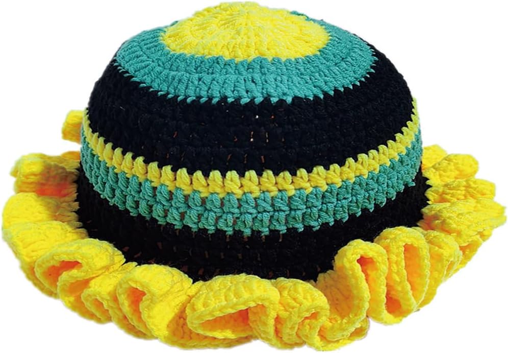 AMOFIA Gorro de punto para mujer, gorro de ganchillo con volantes,...