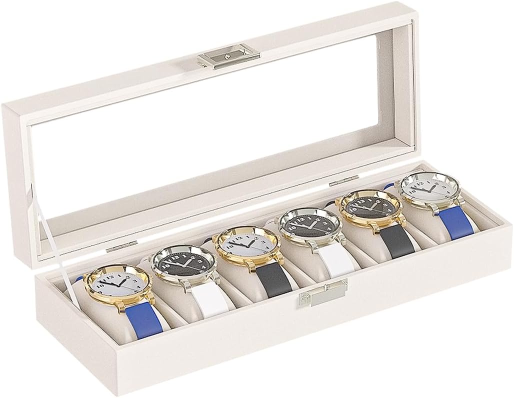 Ausalivan Vitrina de relojes para hombres, caja organizadora de rel...