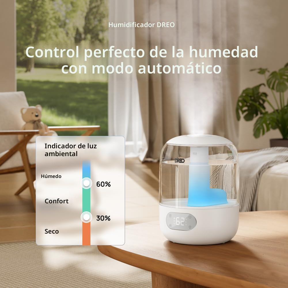 DREO Humidificadores de 3L para dormitorio, tiempo de funcionamient...