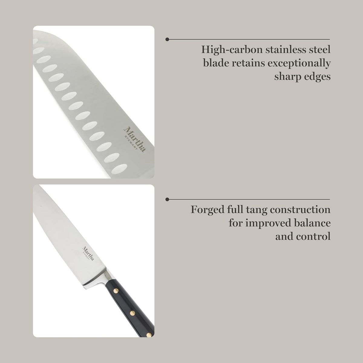 Martha Stewart Juego de 16 cuchillos de cocina de acero inoxidable...
