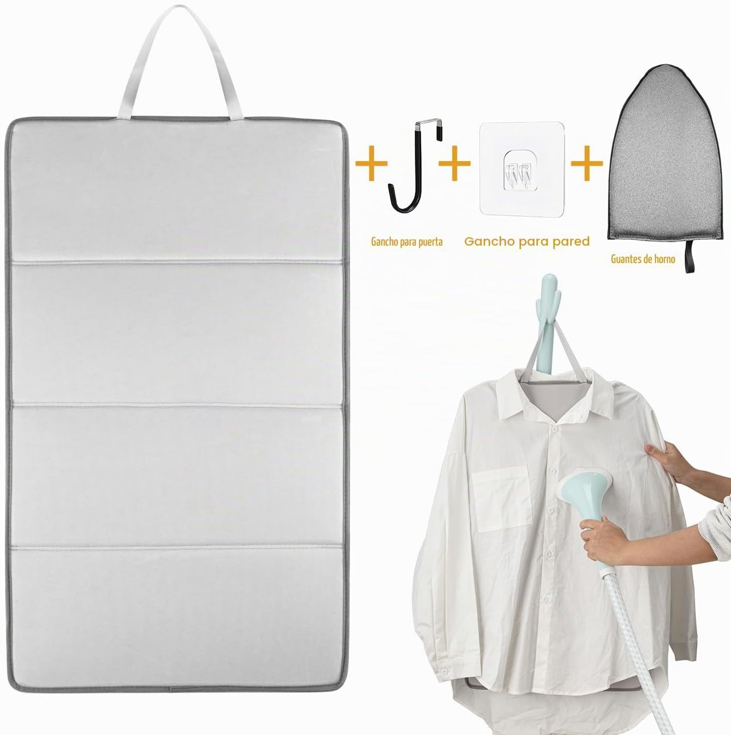 BINIMBER Tabla de vapor para ropa con guantes de planchado de vapor...