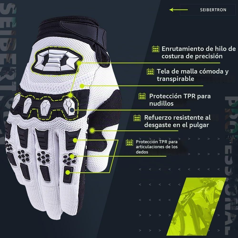 Seibertron - Guantes unisex para bicicleta BMX MX ATV MTB, guantes...