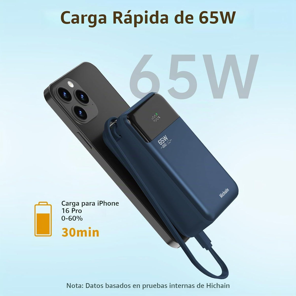 Hichain Laptop Power Bank 65W Cargador Portátil 20000mAh Azul | Car...