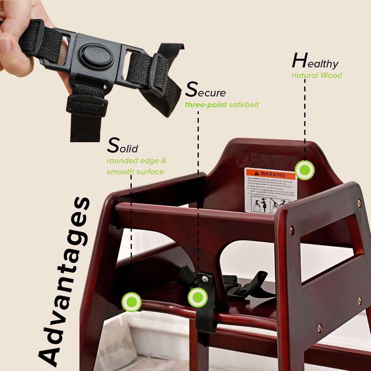 LZMS Trona de madera para bebés y niños pequeños | Asiento comercia...