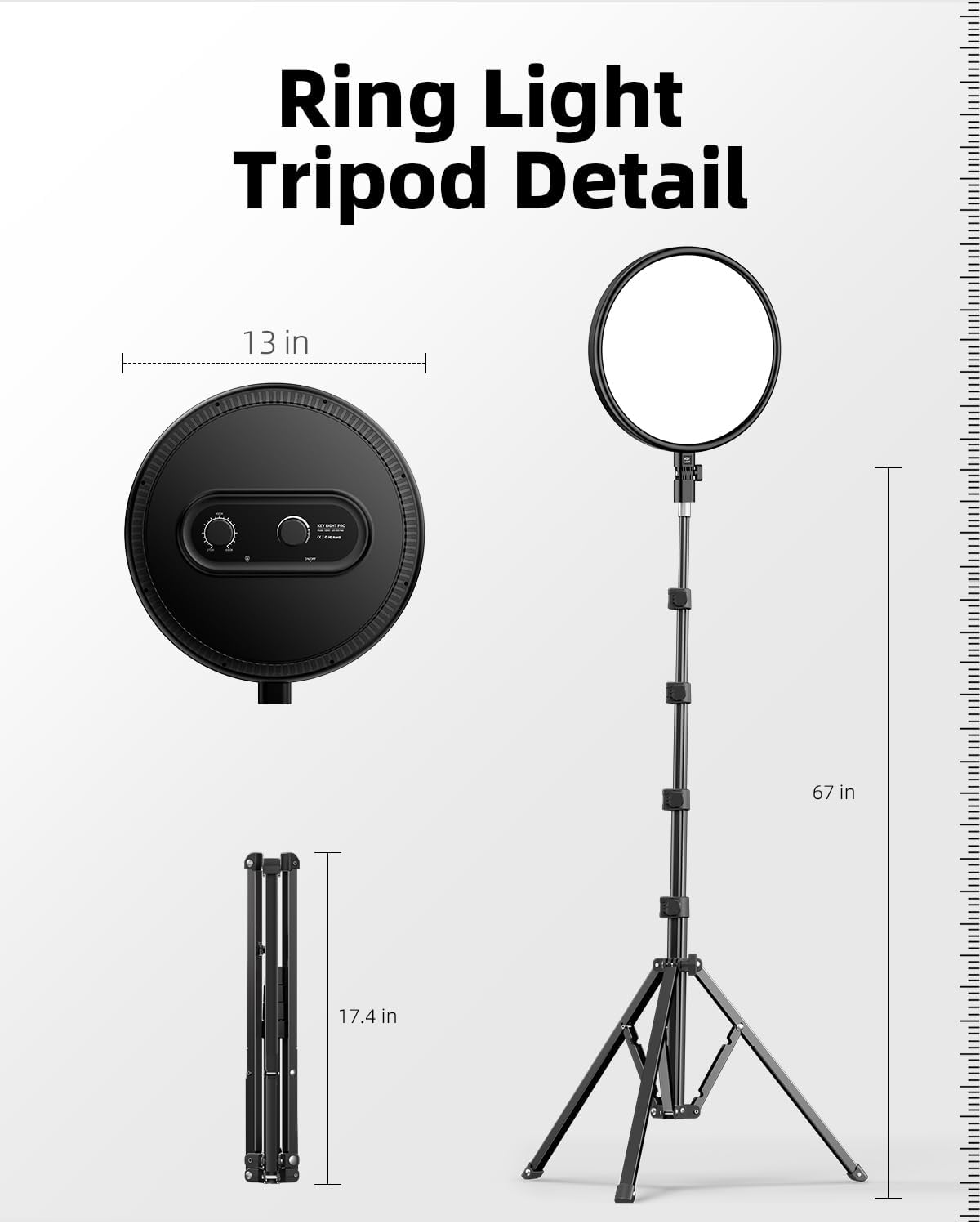 Weilisi Anillo de luz grande con soporte, trípode de 72 pulgadas co...