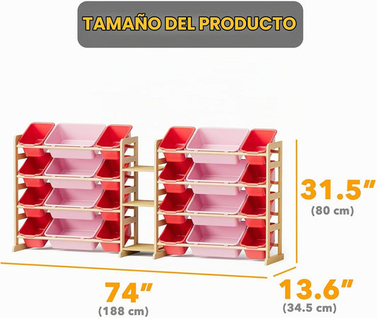 SpaceAid Organizador grande de almacenamiento de juguetes con 24 co...