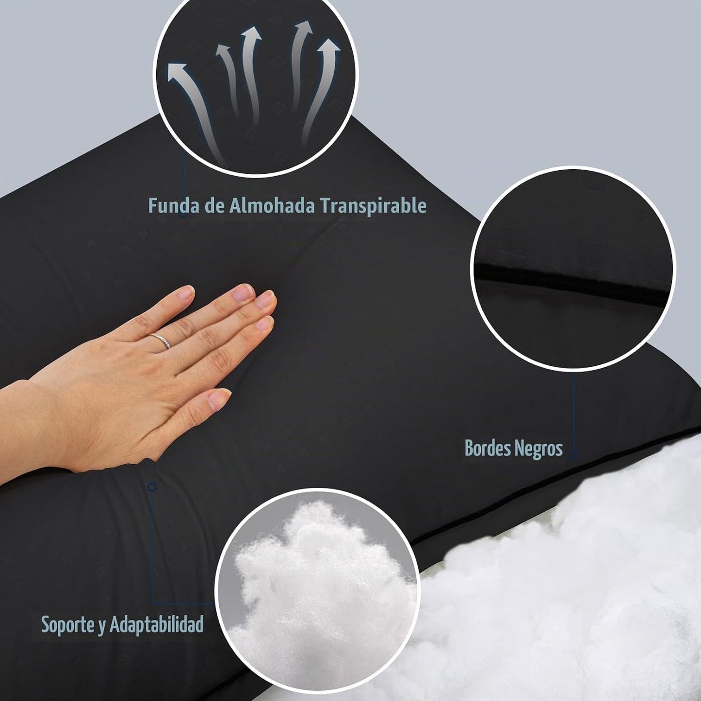 Higoom Almohadas de cama tamaño Queen para dormir, 4 unidades, almo...