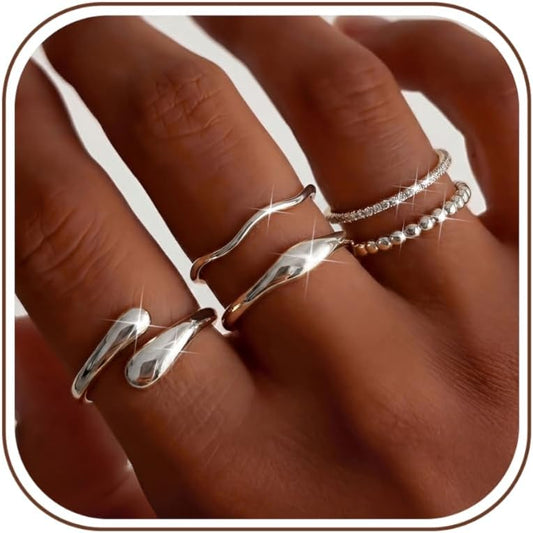 THUNARAZ Anillos chapados en oro de 14 quilates para mujer, no se d...