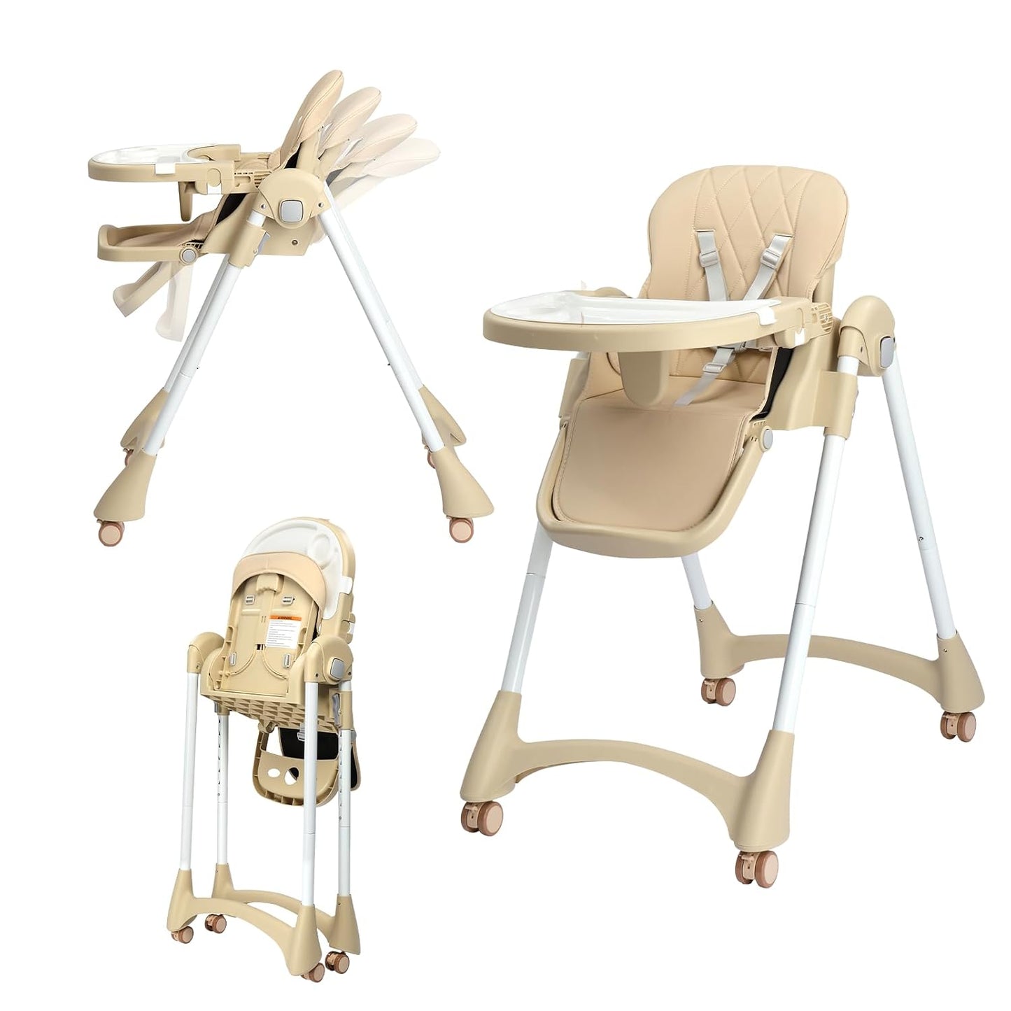 JOYMOR Silla Alta Plegable para Bebé, Trona Convertible 4 en 1 para...
