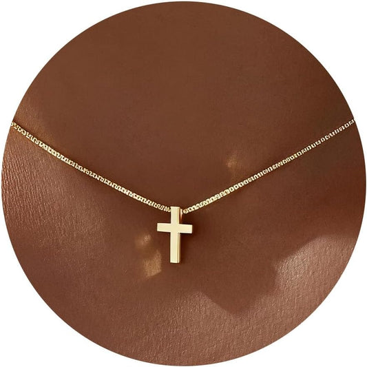 Fesciory Collar de cruz para mujer, chapado en oro de 14 quilates,...
