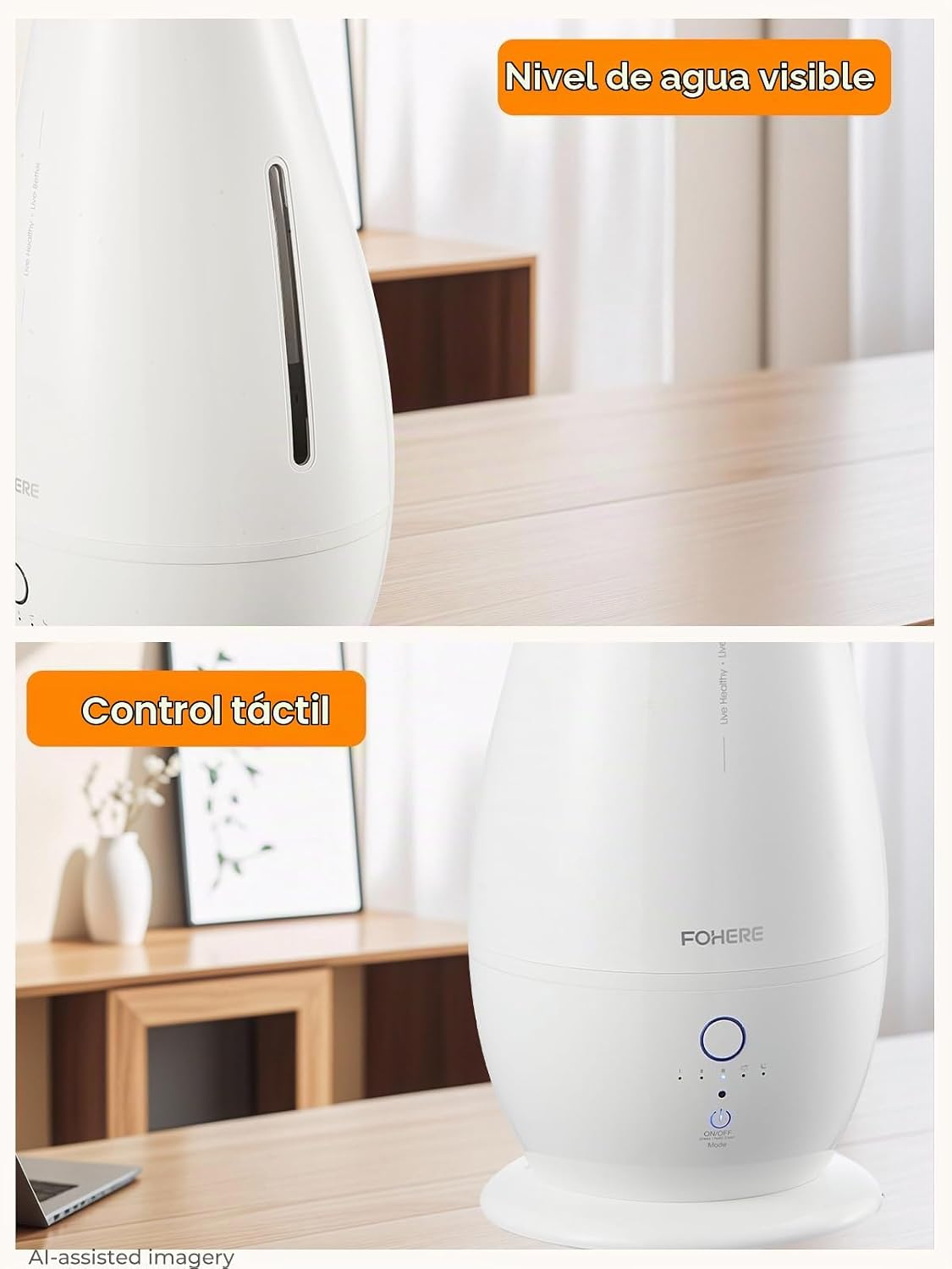 FOHERE Humidificadores para dormitorio, habitación grande, 5 L, hum...