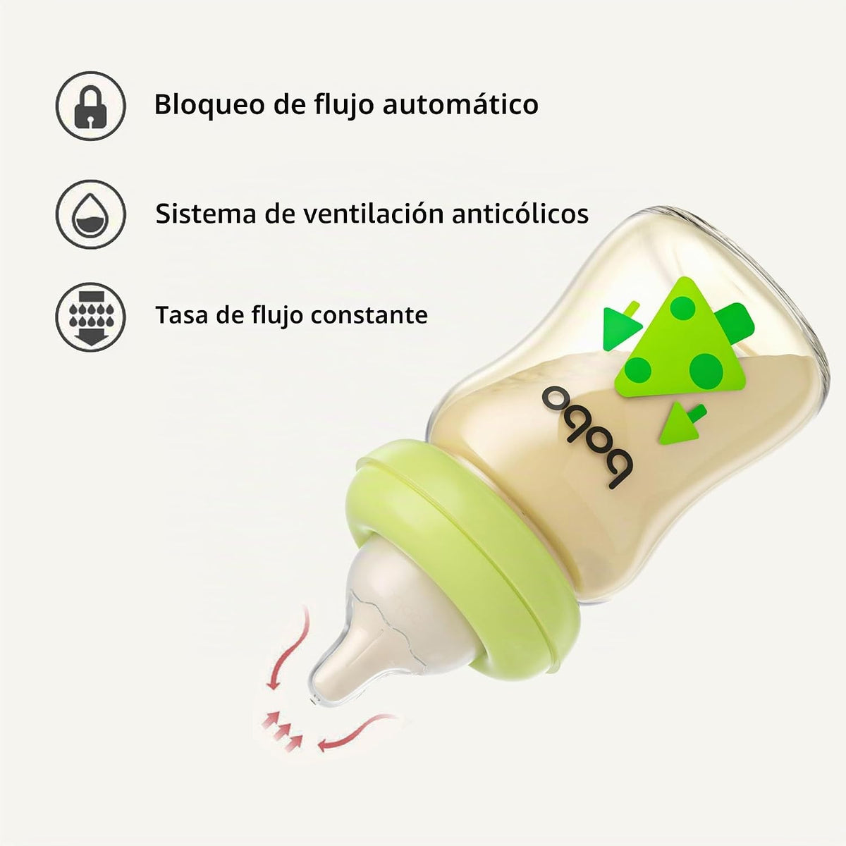 YOHKOH PPSU - Biberón de cuello ancho, biberón anticólicos para rec...