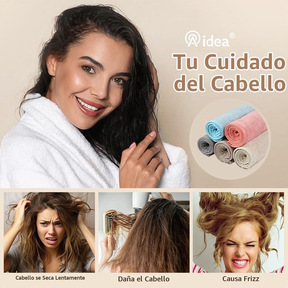 AIDEA Toalla para el cabello, paquete de 5 toallas absorbentes de s...