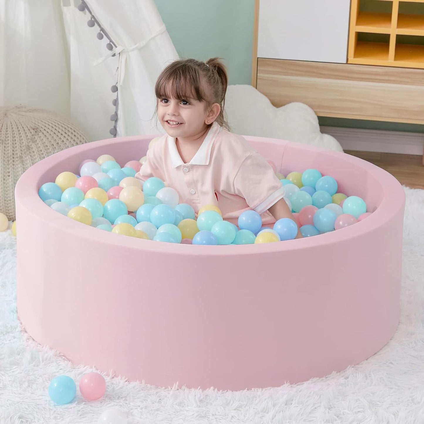 SHJADE Piscina de pelotas para niños pequeños, 35.4" x 11.8"...