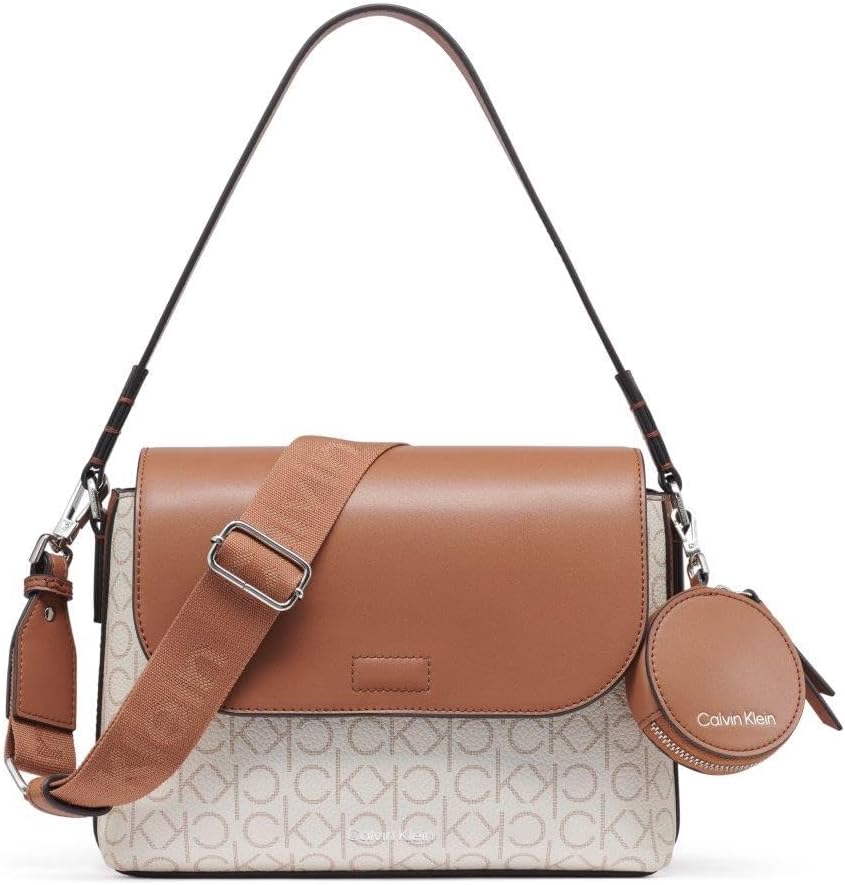 Calvin Klein Bolso de hombro con solapa Millie 2 en 1 para mujer y...