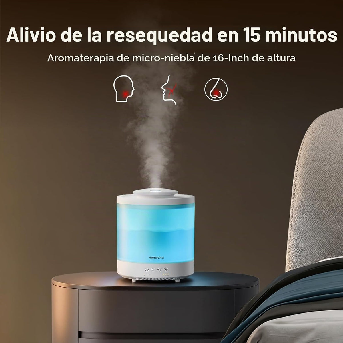 Homvana Humidificadores pequeños para recámara - 2 paquetes de 1.5L...