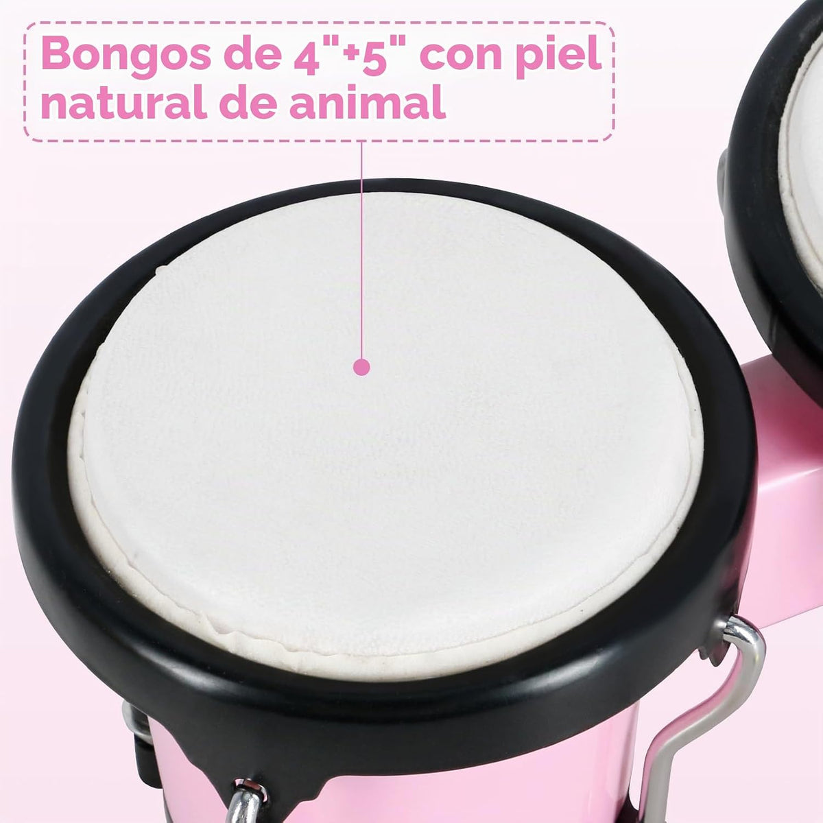 VANPHY Juego de Tambores Bongo de 4'' y 5'' para Ni...