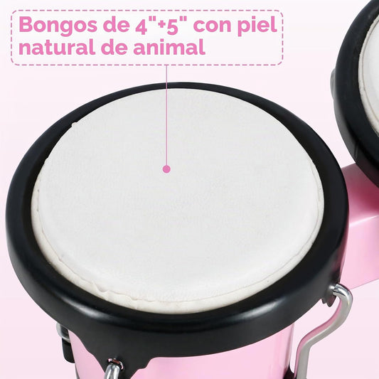VANPHY Juego de Tambores Bongo de 4'' y 5'' para Ni...