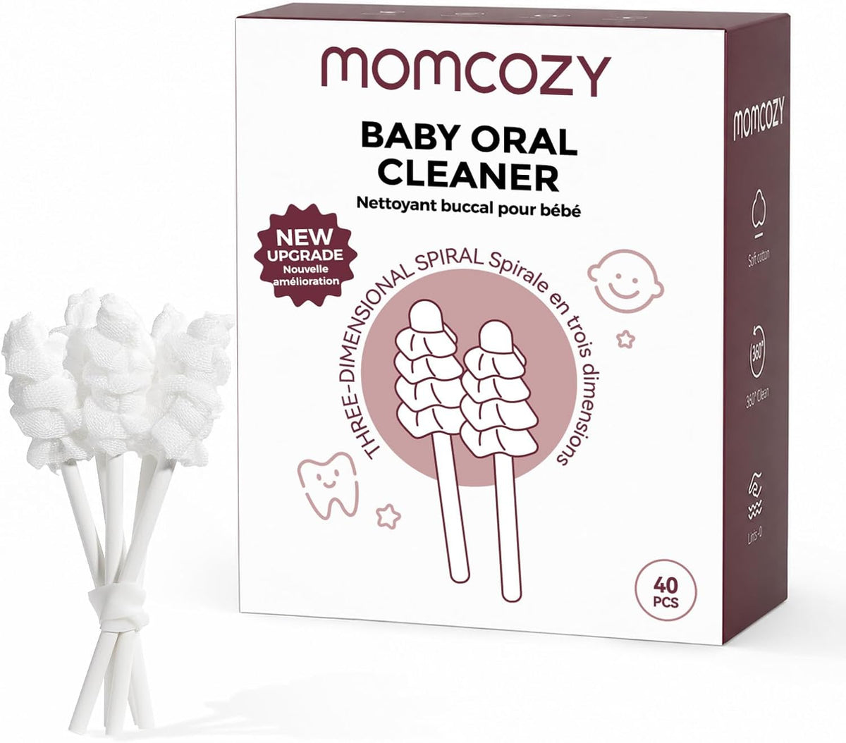 Momcozy Limpiador de Lengua de Bebé de Gasa, Cepillo de Dientes Des...
