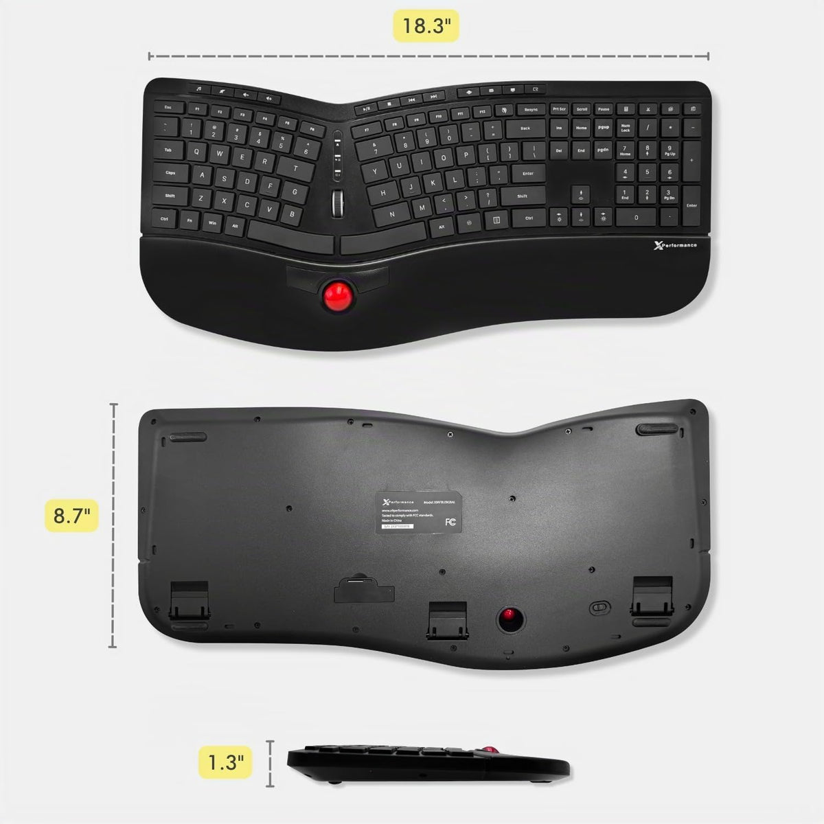 X9 Performance Teclado Inalámbrico Ergonómico con Trackball - Recar...