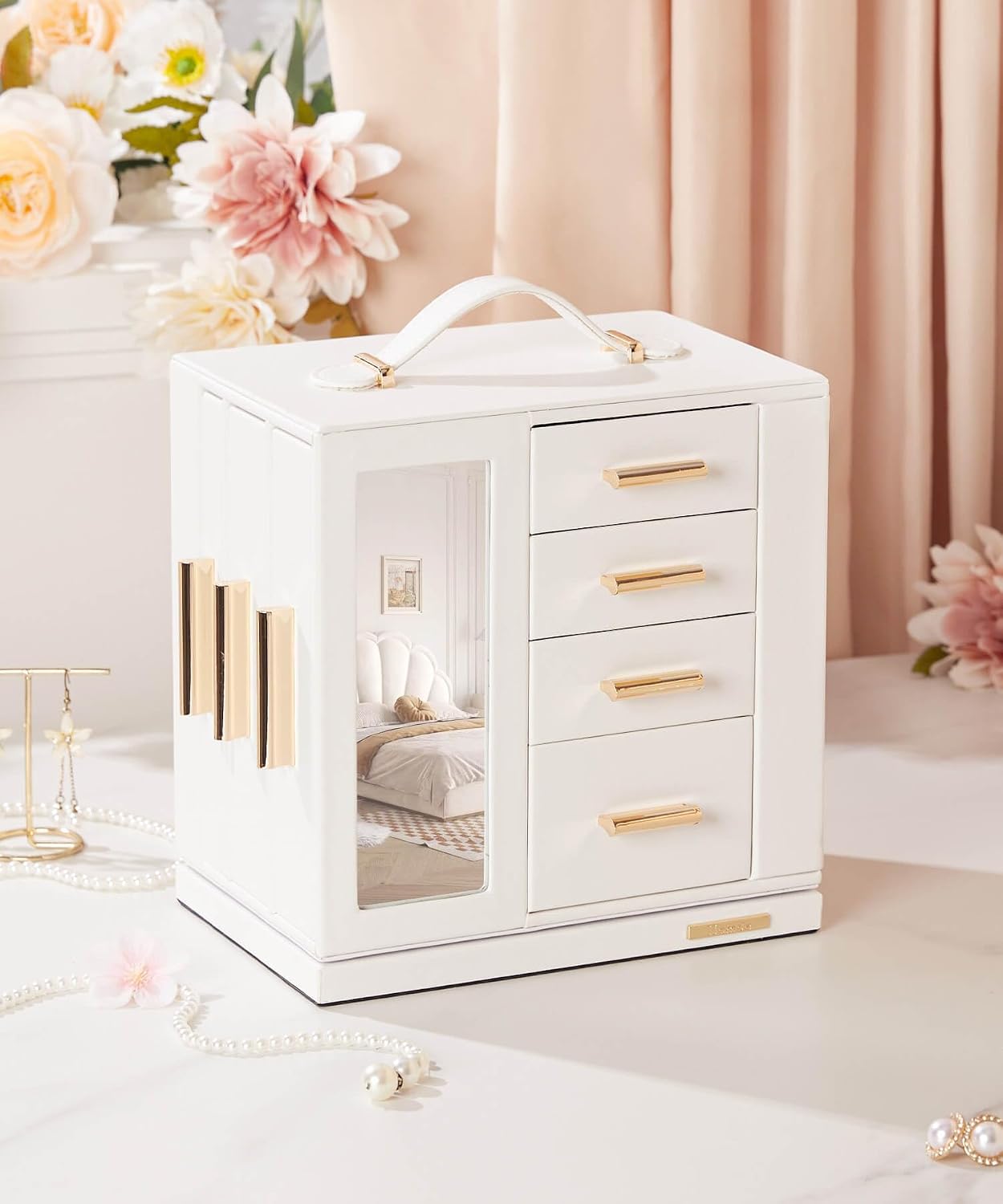 Homde - Joyero giratorio para mujer: organizador de 7 cajones con v...