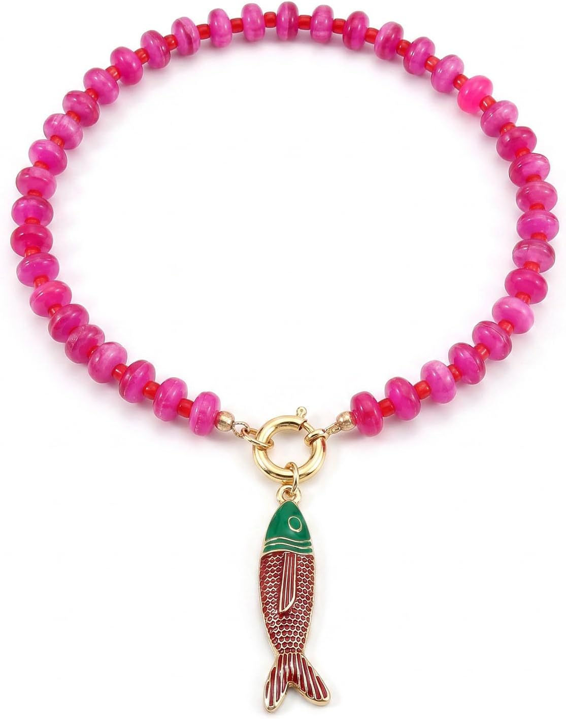 GLRITY Collares bohemios de peces con cuentas para mujer, collar de...
