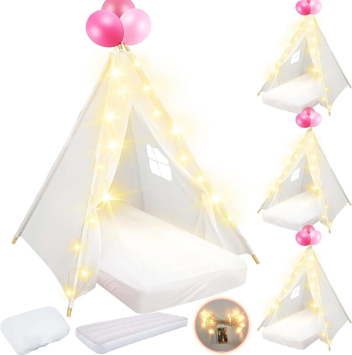 Lemosae Paquete de 4 Carpas Tipi para Niños para Fiestas de Pijamas...