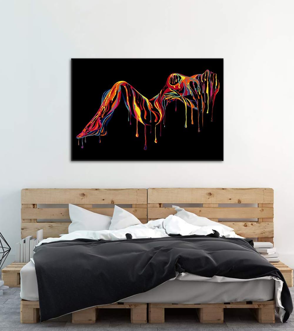 Pintura corporal de mujer sexy sobre lienzo, arte de pared, desnudo...