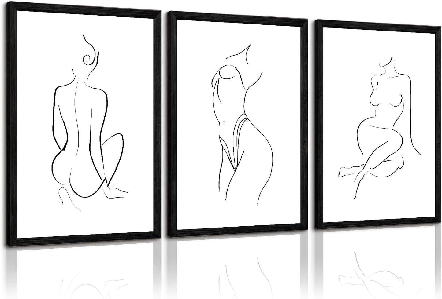 Arte de pared de línea minimalista con contorno de cuerpo de mujer,...
