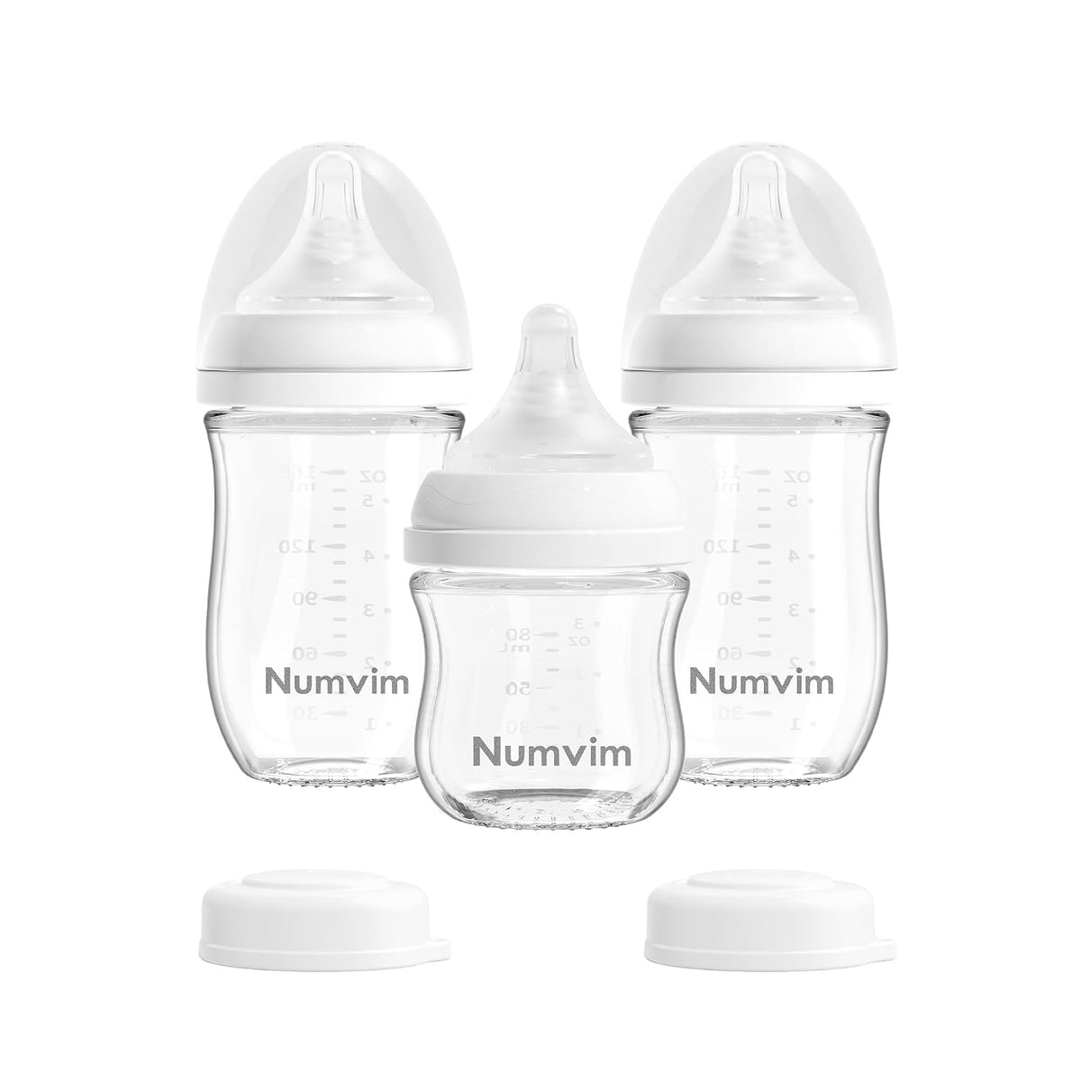 Numvim Botellas de Vidrio Natural para Bebés con Tetinas de Flujo S...
