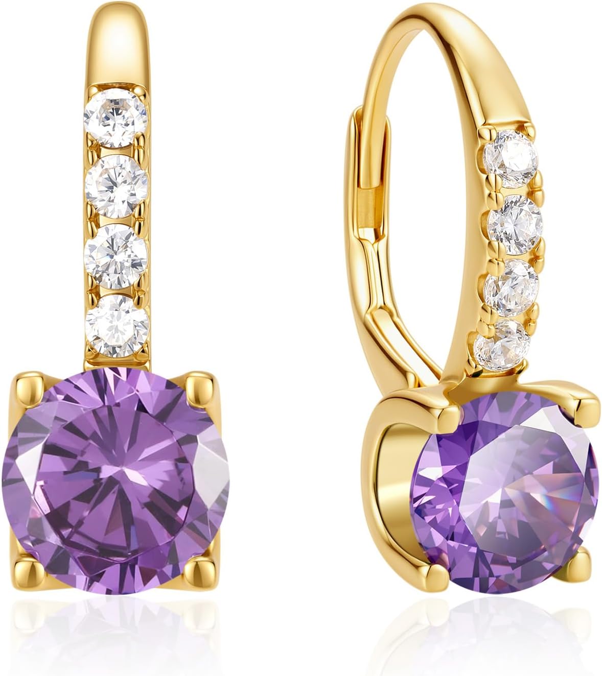 FANCIME Pendientes colgantes de plata de ley chapada en oro de 14 q...