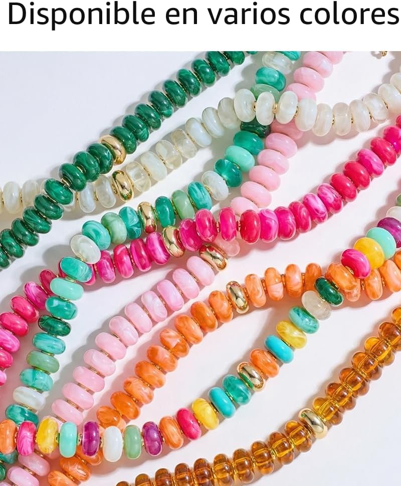 FAUTHENTICUTE Gargantilla de cuentas gruesas para mujer, collar lla...
