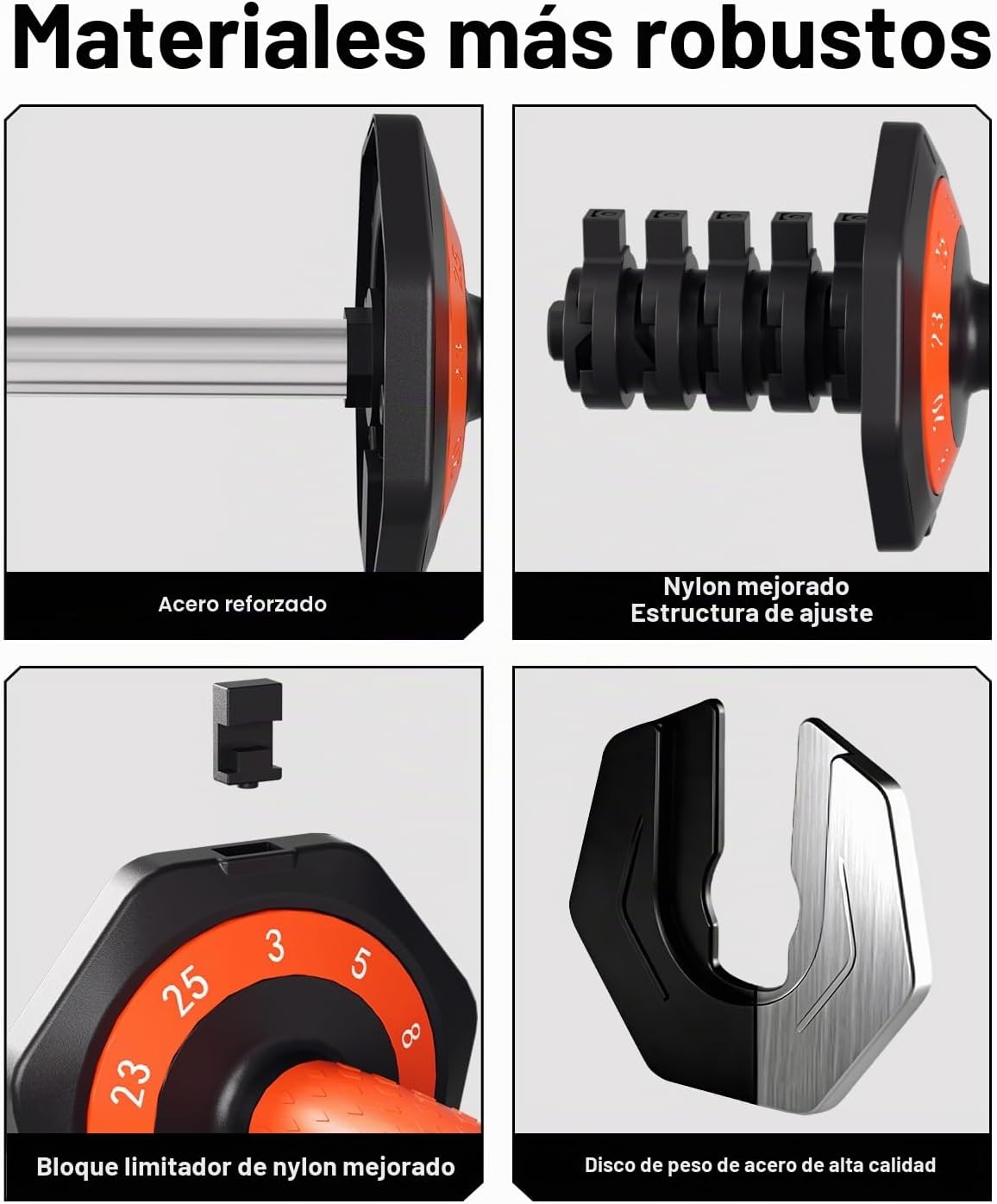 Fit Sir Juego de mancuernas ajustables, 10 en 1, mancuernas ajustab...