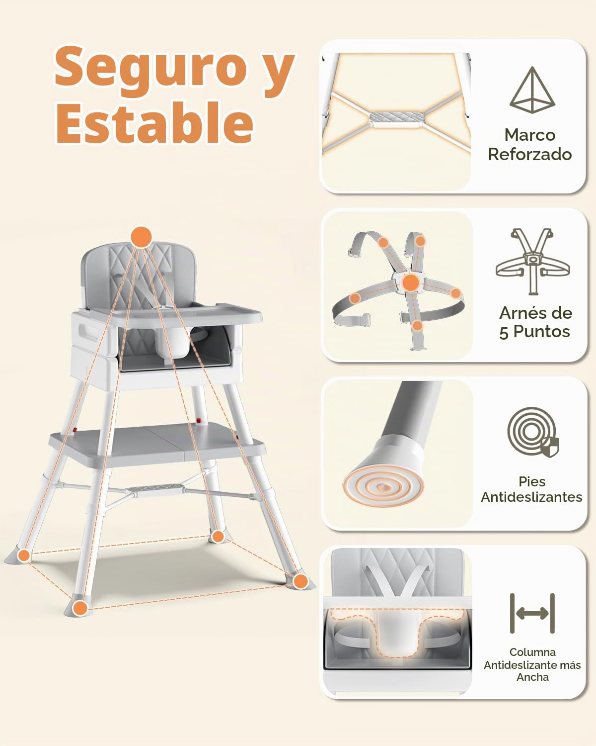AVIDOR Silla alta convertible 6 en 1 para bebé, sillas altas Grow-w...