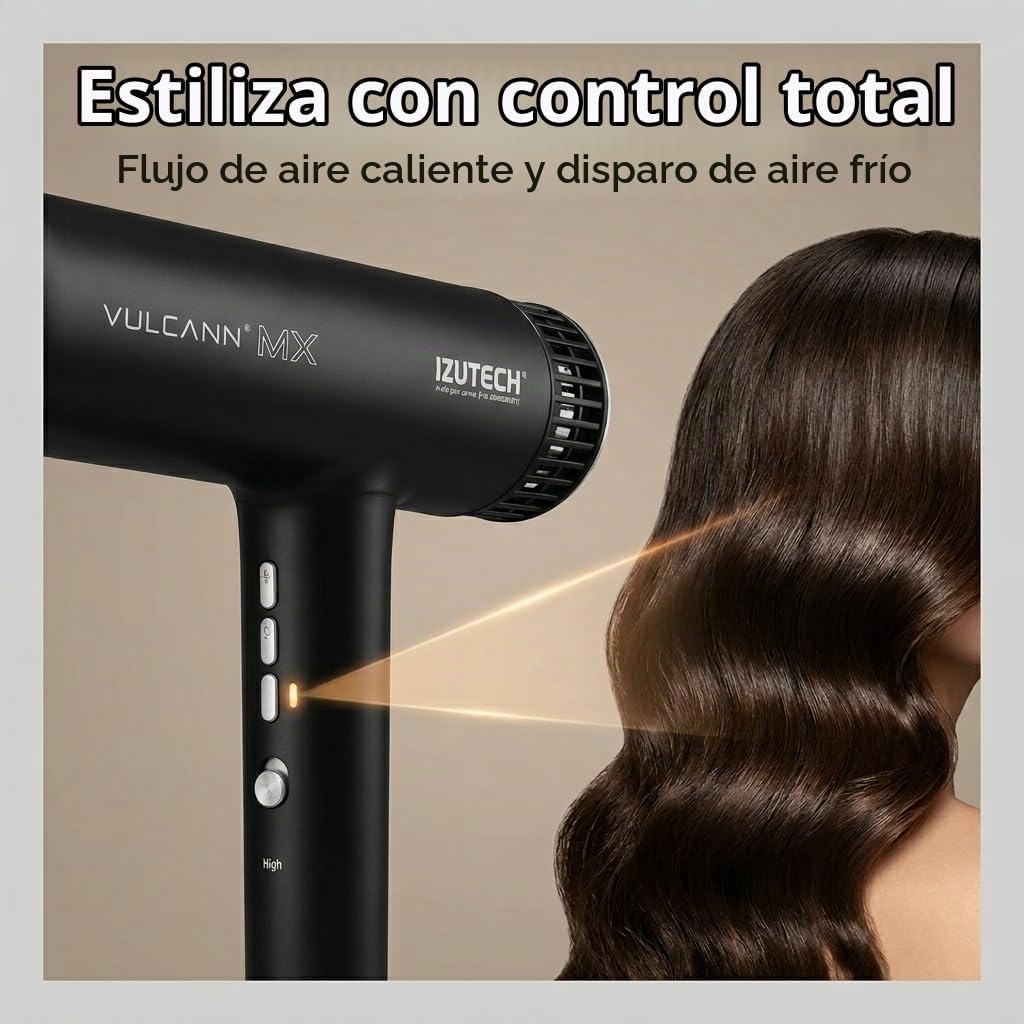 IZUTECH Vulcann MX 2.0 - Secador de pelo iónico con difusor, 1875 v...