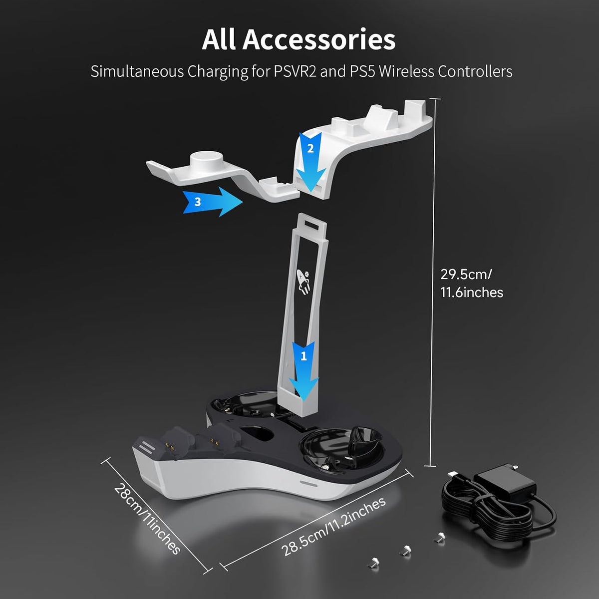 AceGamer Estación de carga dual para controladores PS5 y VR2, base...