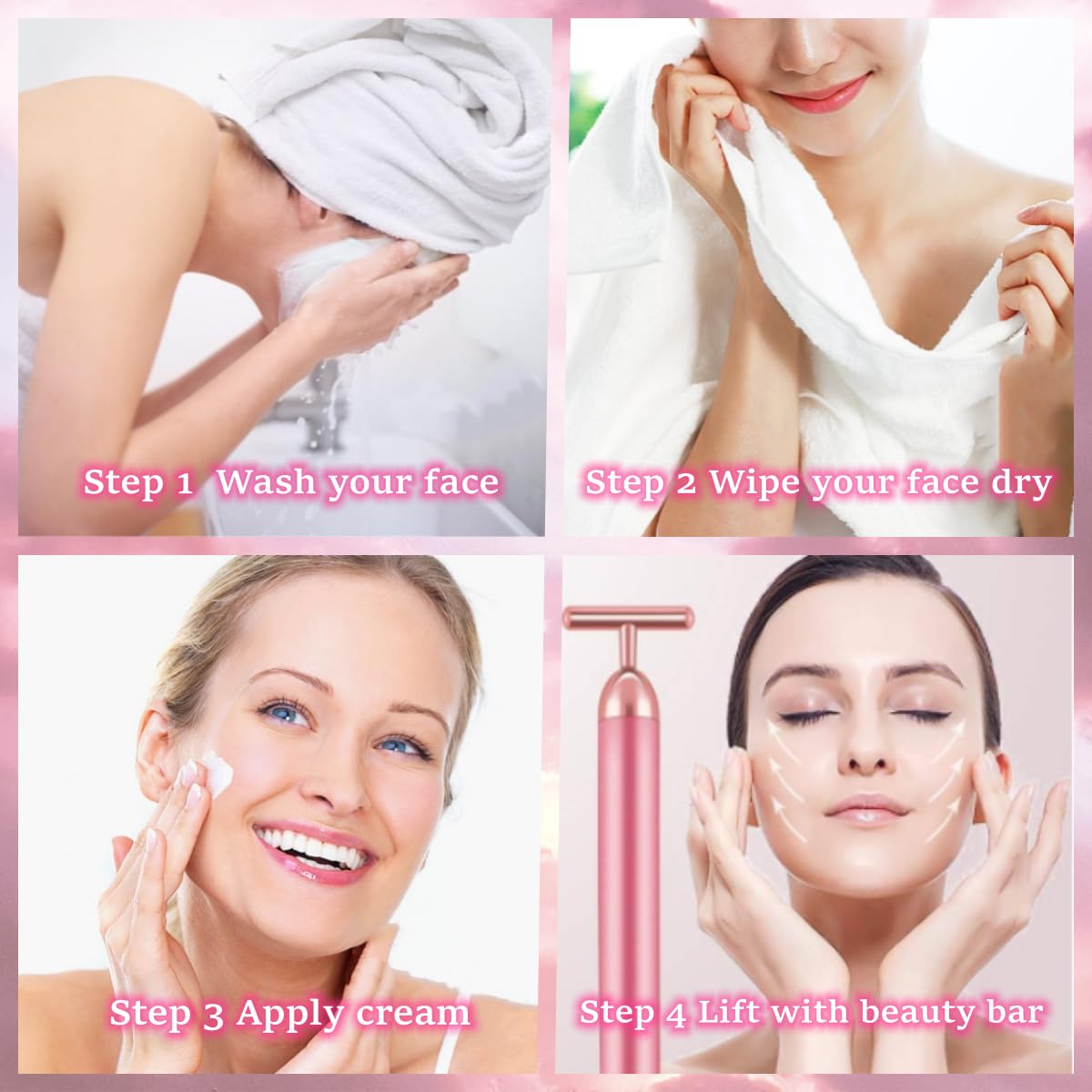 GOODYBUY - Masajeador facial de pulso dorado de 24 quilates, con fo...