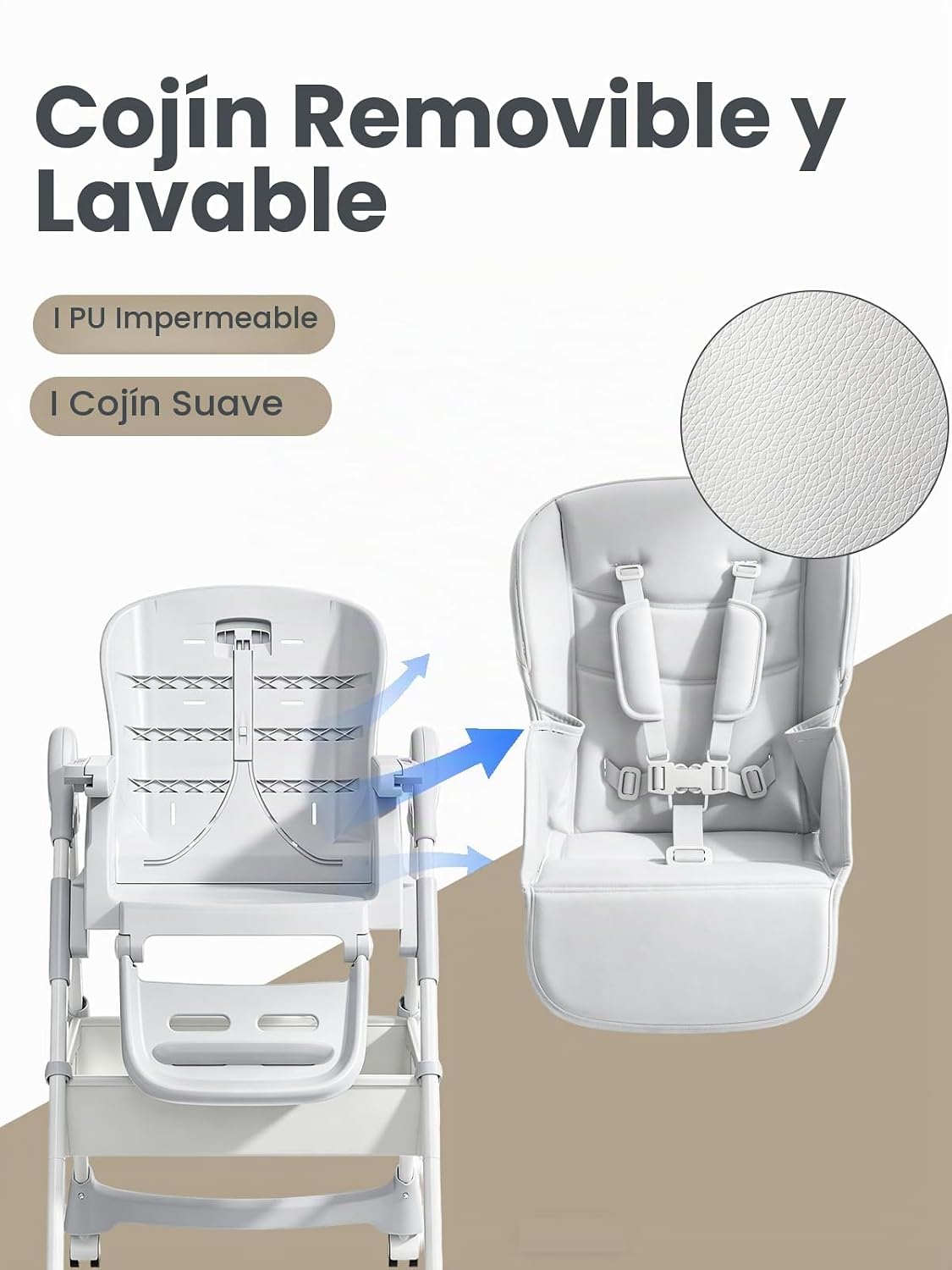 Meetaglow Silla alta para bebé, silla alta plegable convertible par...