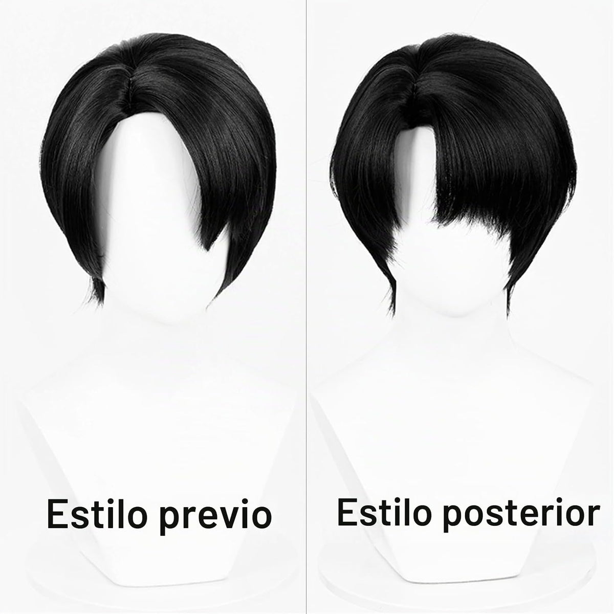 Aicos Peluca corta negra de anime cosplay para hombres con flequill...