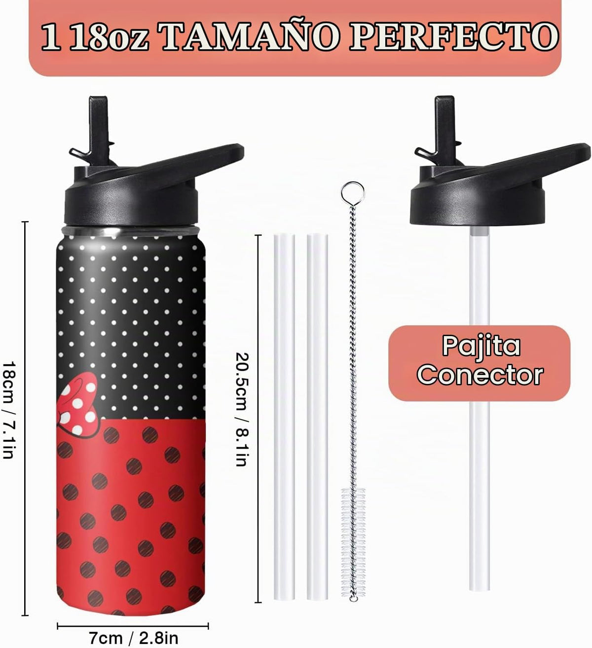 GOODNHAPPY Botella de agua de dibujos animados de 18 oz con asa y t...