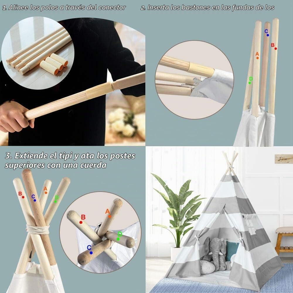 Tienda de campaña tipi para niños, tienda de campaña tipi para niño...
