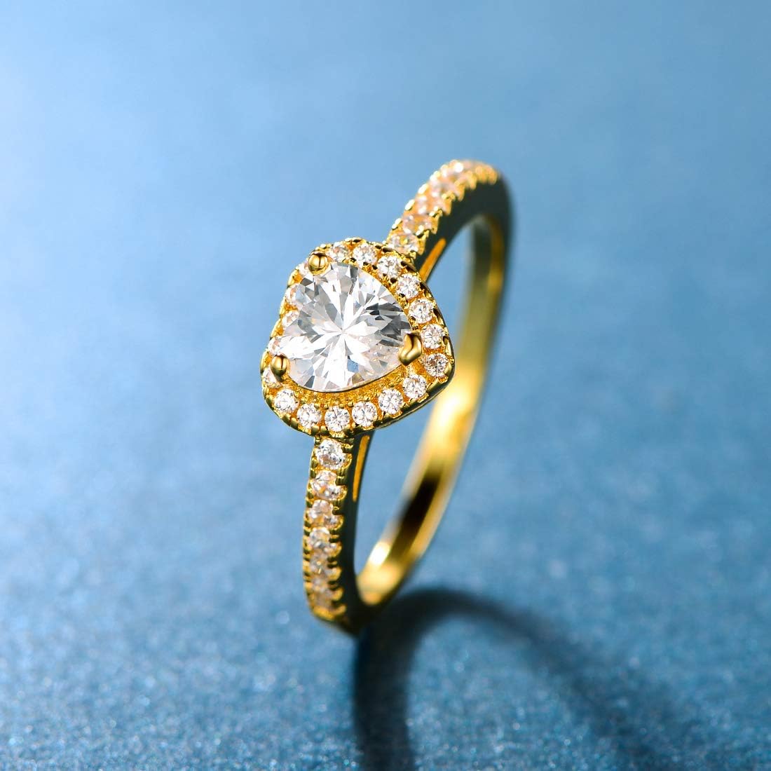 MDFUN - Anillos de boda de lujo chapados en oro de 18k con circonia...