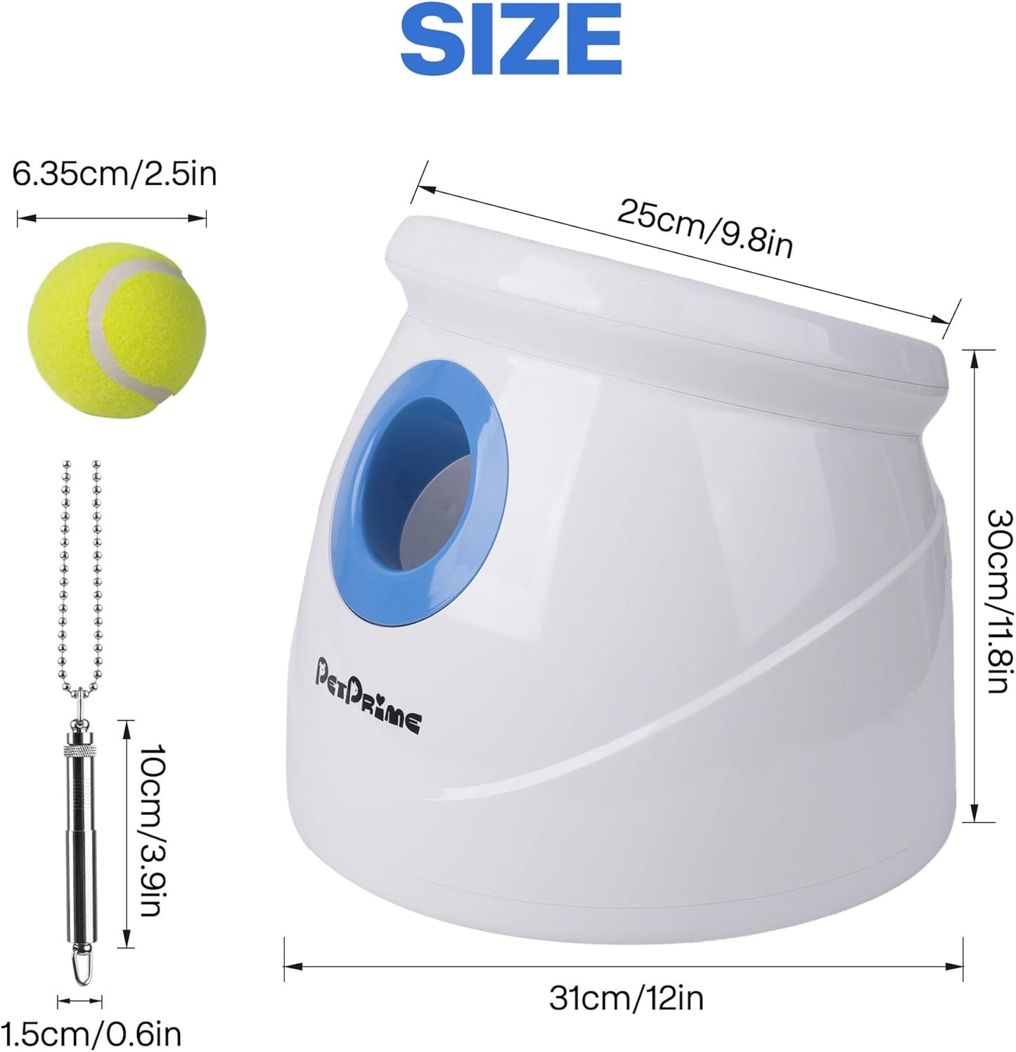 Pet Prime Lanzador automático de bolas para perros grandes, distanc...