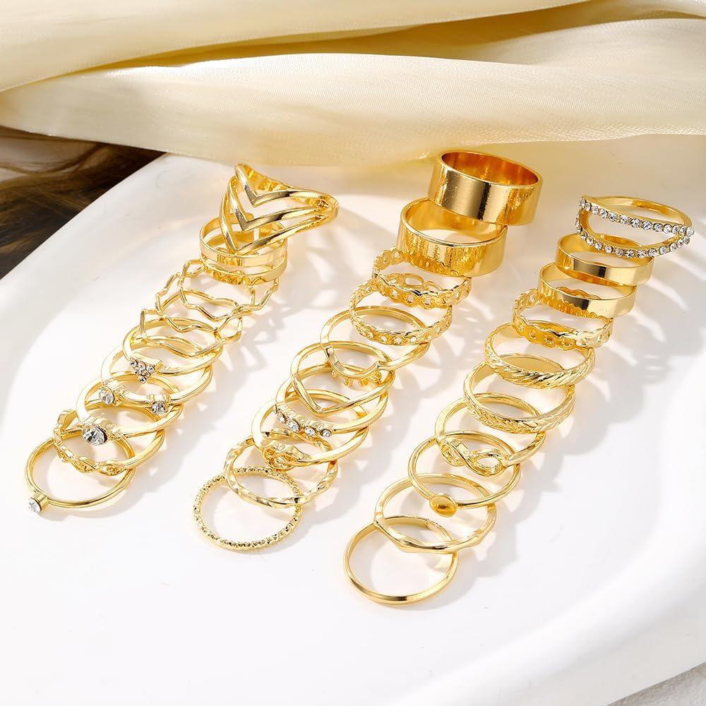 KISS WIFE Anillos apilables de oro para mujer, delicado juego de an...