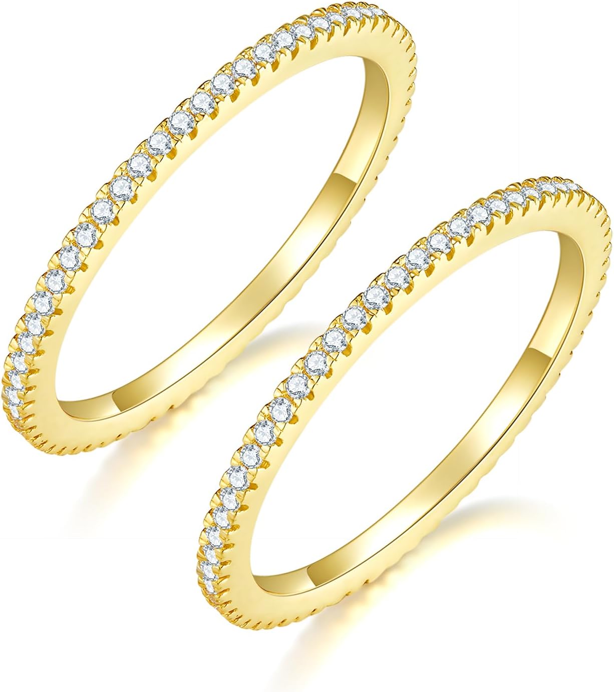 MINDDHA Chapado en oro de 14 quilates - Anillos de eternidad apilab...
