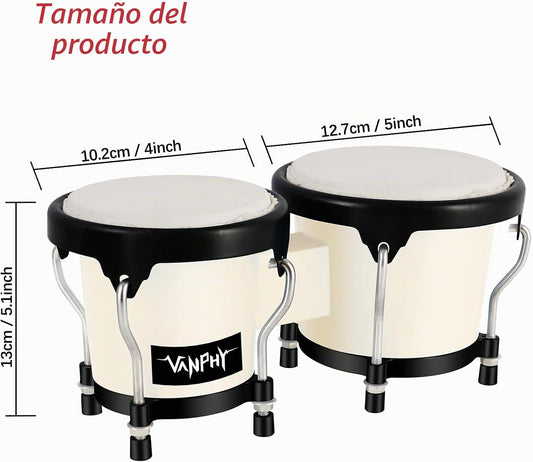 VANPHY Juego de Bongós de 4'' y 5'' para Adultos Pr...
