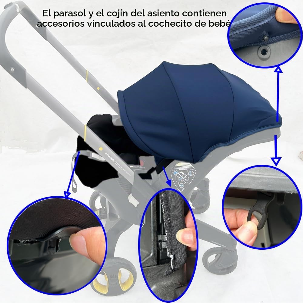 Feliliber Juego de accesorios de lavado para cochecito, toldo color...