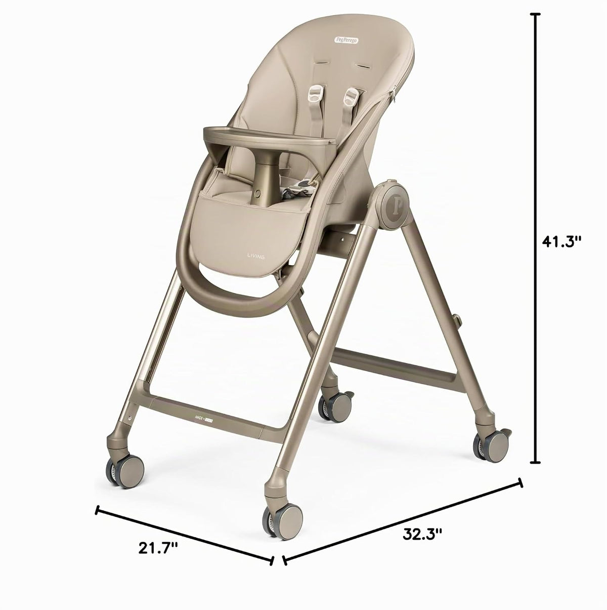 PEG Living, Grow with Baby Silla alta plegable, color arena espacia...