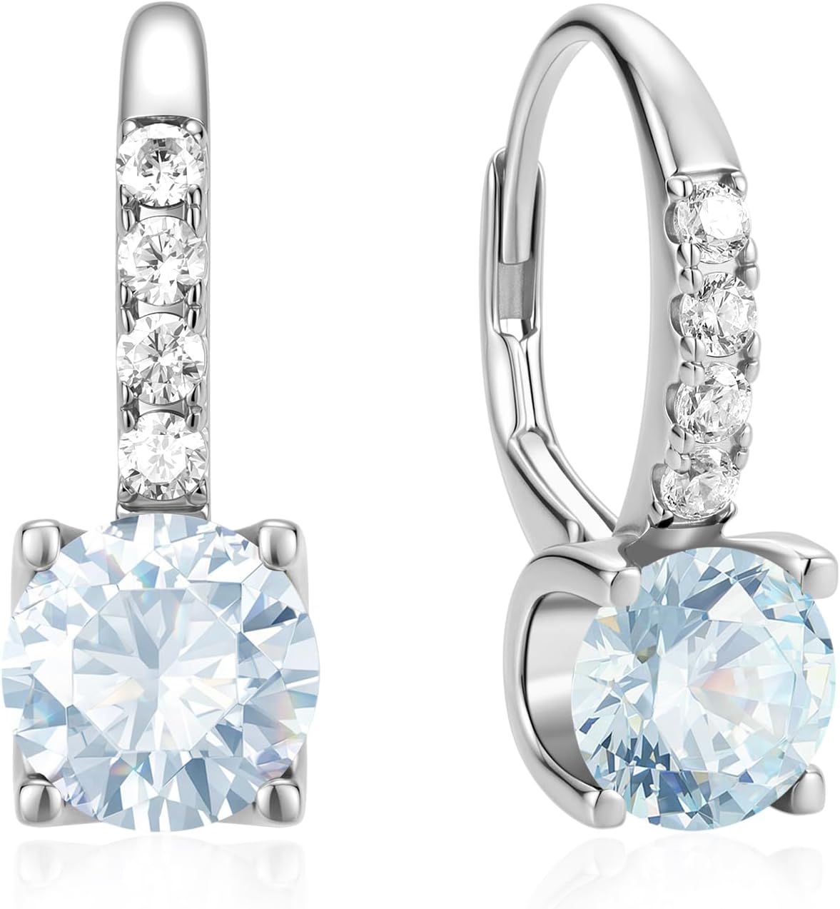 FANCIME Pendientes colgantes con piedra natal para mujer de plata d...