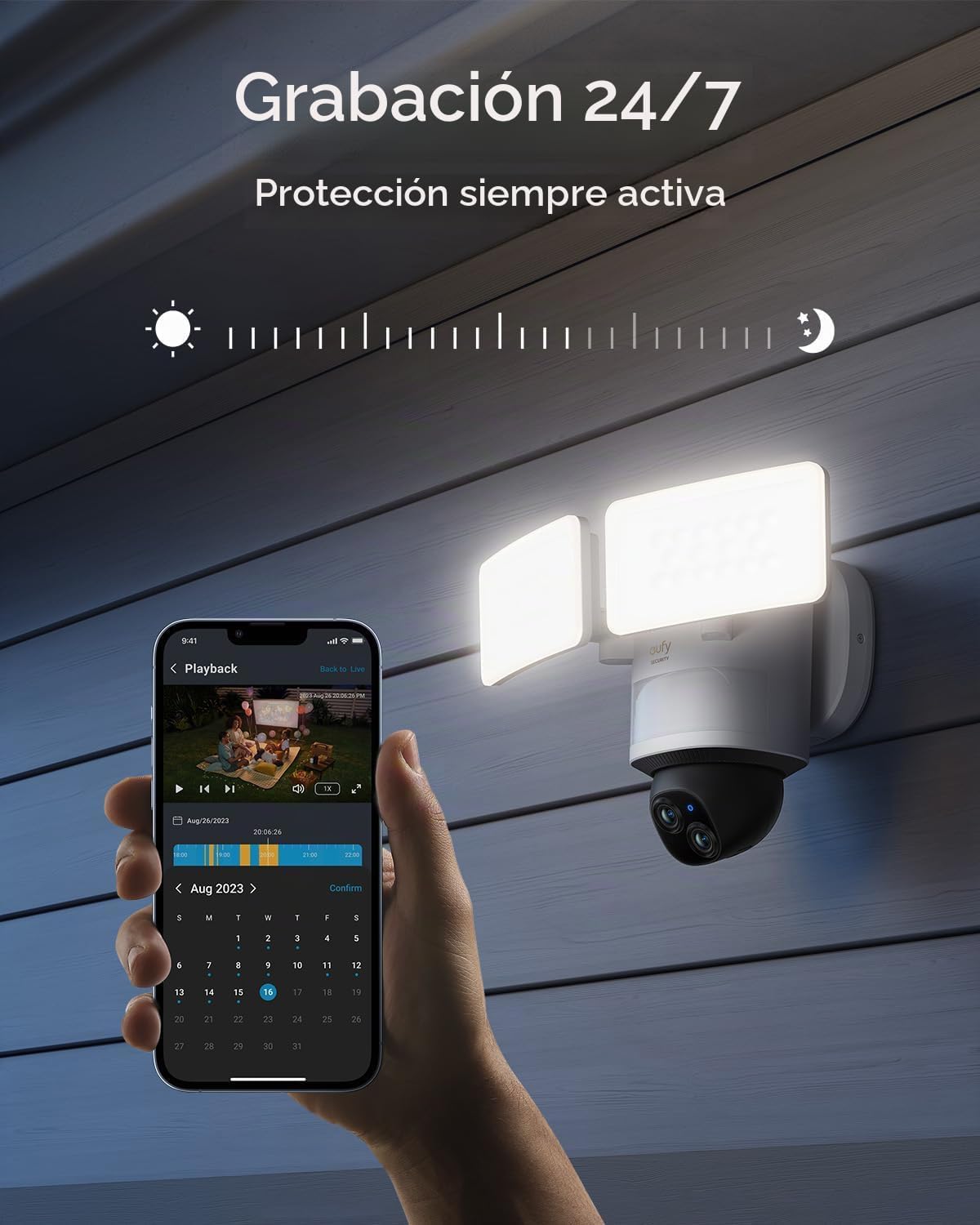 Cámara de seguridad eufy Security Floodlight E340 con cable, cámara...